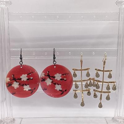 LOT 141: LVP France LA Vie Parisienne Purse Charm Necklace, Matryoshka Doll Locket Necklace and Vintage Fashion Earrings