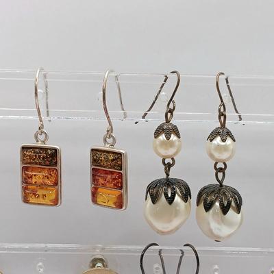 LOT 141: LVP France LA Vie Parisienne Purse Charm Necklace, Matryoshka Doll Locket Necklace and Vintage Fashion Earrings