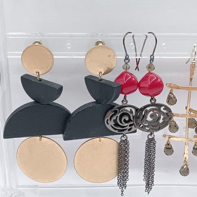 LOT 141: LVP France LA Vie Parisienne Purse Charm Necklace, Matryoshka Doll Locket Necklace and Vintage Fashion Earrings