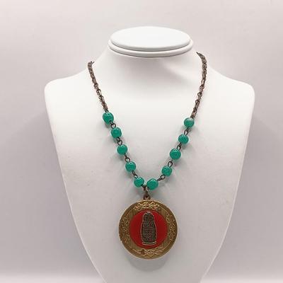 LOT 141: LVP France LA Vie Parisienne Purse Charm Necklace, Matryoshka Doll Locket Necklace and Vintage Fashion Earrings