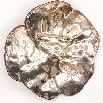 LOT 143: Large 62.5g 925 Sterling Flower Pendant / Brooch on a 925 Sterling Choker
