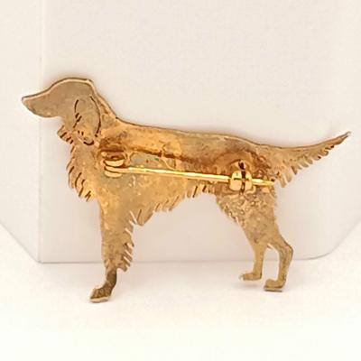 LOT 145: Gold Vermeil Sterling Dog Brooch 5.2g with 1/20 12K Gold-Filled and Tigers Eye Screw Back Earrings