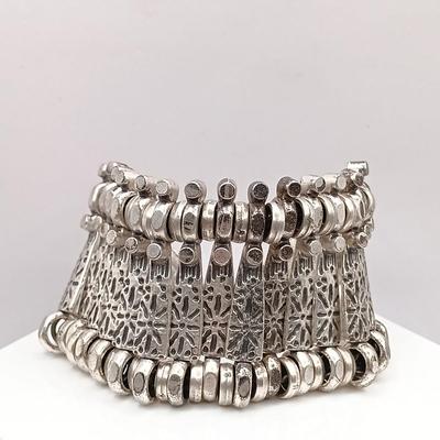 LOT 146: Brighton and Unsigned Artisan Bangle ( Tested 925 ) with Silver-Tone Turkish Coin Bracelet