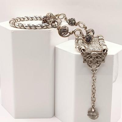 LOT 146: Brighton and Unsigned Artisan Bangle ( Tested 925 ) with Silver-Tone Turkish Coin Bracelet