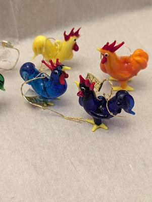 Hand Blown Miniature Glass Rooster Ornaments #18