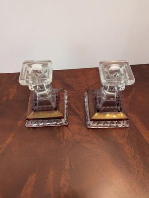 Waterford Crystal Ruby West Moreland Candle Holders Anchor Hocking Emerald Green Bowl Green Etched Bowl Crystal Serving Tray "Give...