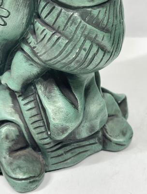 Large Mid-Century Universal Statuary Teal Green Copper Colored Chalkware Japan Figurines - Chicago