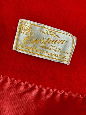 Orrspun 100% woo red blanket in very good condition 80” x 64”