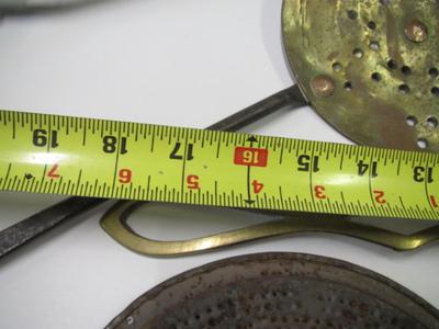 Vintage Kitchen Utensils Strainer Splatter Screen Victorian Brass Cream Skimmer Or Dairy Spoon