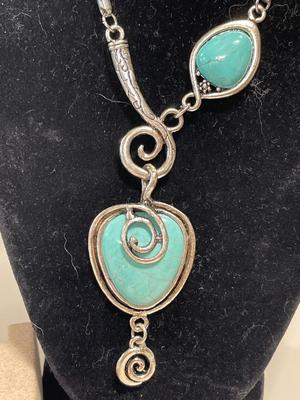 Unique turquoise like bracelet, necklace and earrings