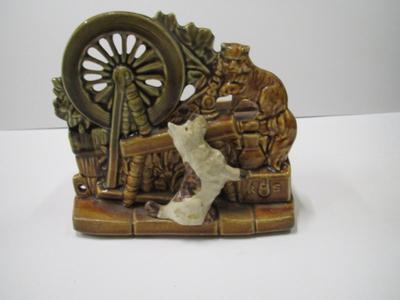 McCoy Pottery Dog & Cat At The Water Wheel Planter