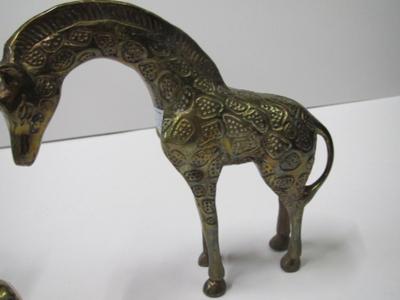 Vintage 60's Mid Century Modern Hollywood Regency Solid Brass Giraffes