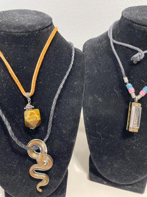 3 Cord or leather necklaces