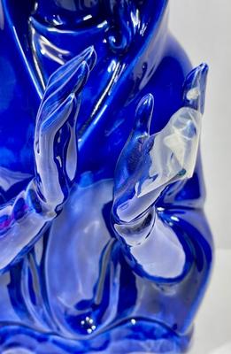 Large Statue Figurine Vintage Ceramic Madonna Cobalt Blue Glaze