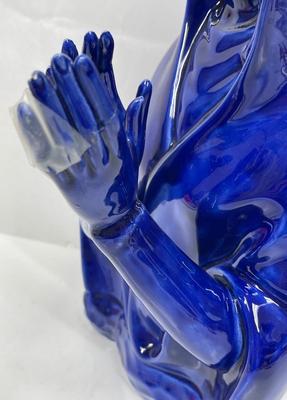 Large Statue Figurine Vintage Ceramic Madonna Cobalt Blue Glaze