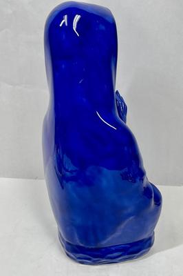 Large Statue Figurine Vintage Ceramic Madonna Cobalt Blue Glaze
