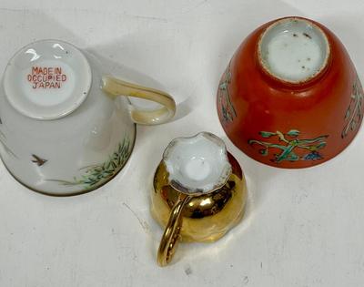 Asian Chinoiserie Lot - plates, cups mismatched