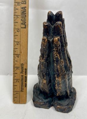mid century modern black & gold Jesus hand mold bookend praying hands religious gift