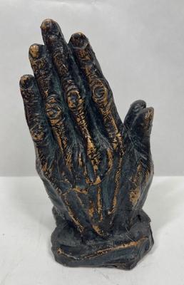 mid century modern black & gold Jesus hand mold bookend praying hands religious gift