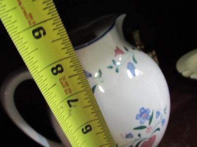 Hand Painted Basket Ice Lip Pitcher Handmade Heart Shaped Napkin Holder