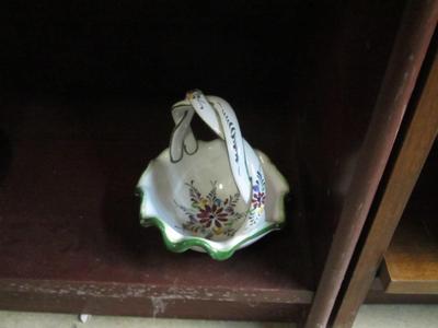 Hand Painted Basket Ice Lip Pitcher Handmade Heart Shaped Napkin Holder