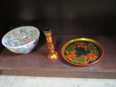 Hand Painted Basket Ice Lip Pitcher Handmade Heart Shaped Napkin Holder