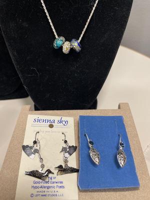 Sterling earrings and necklace