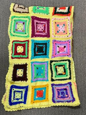 granny square afghan crocheted homemade handmade colorful handcrafted blanket throw or bedspread