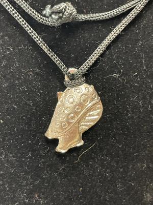 Mushroom pendant signed India & pewter dragon