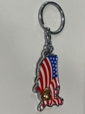 Keychains, tape measure and pins