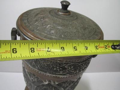 Vintage Nader Brass Ice Bucket Hand Hammered W/ Lid Approx 13 1/2" Tall