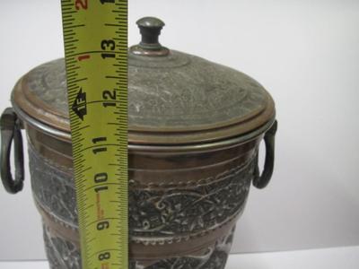 Vintage Nader Brass Ice Bucket Hand Hammered W/ Lid Approx 13 1/2" Tall