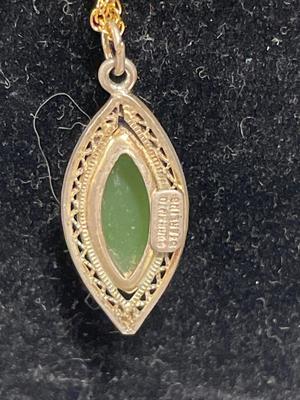 Sorrento sterling jade with filigree pendant & intersting necklace with tooth looking pendant