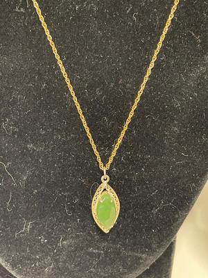 Sorrento sterling jade with filigree pendant & intersting necklace with tooth looking pendant