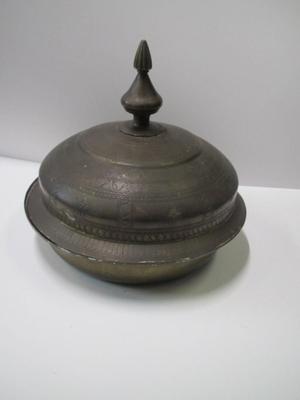 Handcrafted Turkish Tin Ottoman Bowl With Lid Approx 10" Tall