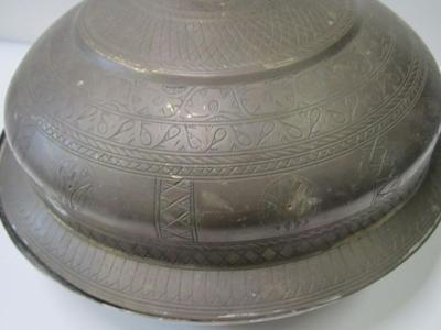 Handcrafted Turkish Tin Ottoman Bowl With Lid Approx 10" Tall