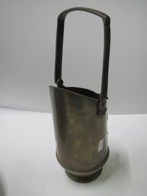 Solid Brass Hand Made Pail Scuttle Ash Coal Fireplace Scoop Approx 12 1/4" Tall