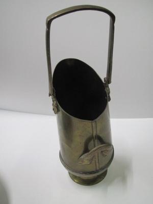 Solid Brass Hand Made Pail Scuttle Ash Coal Fireplace Scoop Approx 12 1/4" Tall