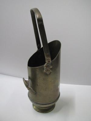 Solid Brass Hand Made Pail Scuttle Ash Coal Fireplace Scoop Approx 12 1/4" Tall