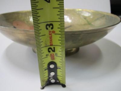 Vintage Brass Bowl With Enameled Birds Approx 9"