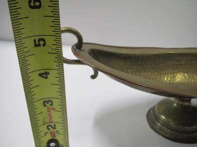 Antique Imperial Russian Copper & Brass Hammered Double Handled Bowl Eagle Mark Approx 12" x 4 1/2" x 5"