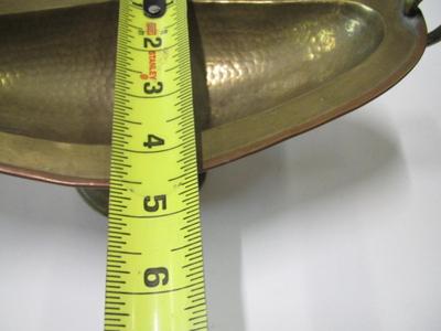 Antique Imperial Russian Copper & Brass Hammered Double Handled Bowl Eagle Mark Approx 12" x 4 1/2" x 5"