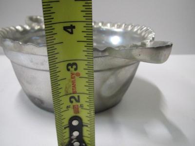 Vintage Casted Aluminum Armetale Basket Style Bowl With Handles Pie Crust Rim
