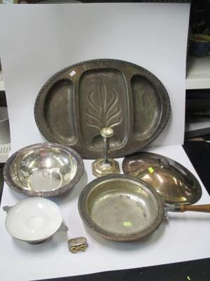 Wood Handled Skillet Silver Plated Serving Items