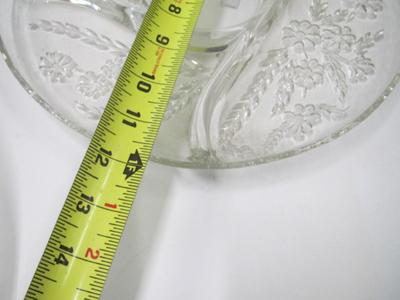 Vintage Round Glass Embossed Floral Design Relish Serving Dish Approx 12"