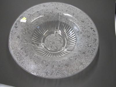 Three Toed Console Bowl With Floral Design Approx 12 3/4"