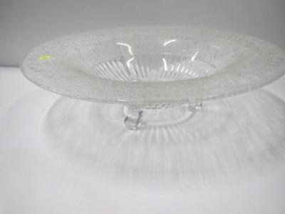 Three Toed Console Bowl With Floral Design Approx 12 3/4"