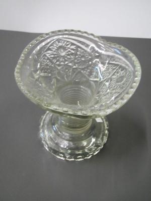 Vintage Accordion Grip Etched Cut Floral Vase Approx 6 1/2" Tall