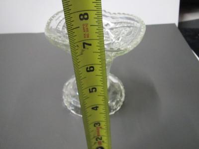 Vintage Accordion Grip Etched Cut Floral Vase Approx 6 1/2" Tall