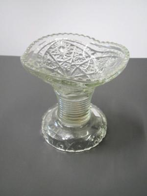 Vintage Accordion Grip Etched Cut Floral Vase Approx 6 1/2" Tall